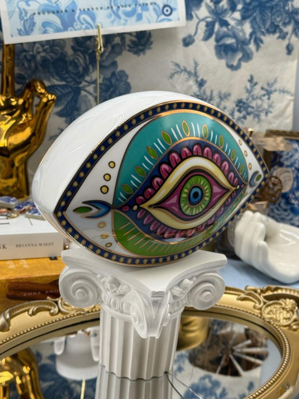 🆕 THE PROCURESS COLLECTION 🧿 All-Seeing Eye Paperweight - Vibrant Teal & Gold - Picture 10 of 15